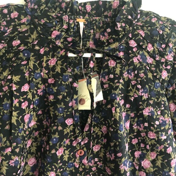 Brand New Free People Meant to Be Blouse Black Camo‎ For Women Size Small - Picture 4 of 8